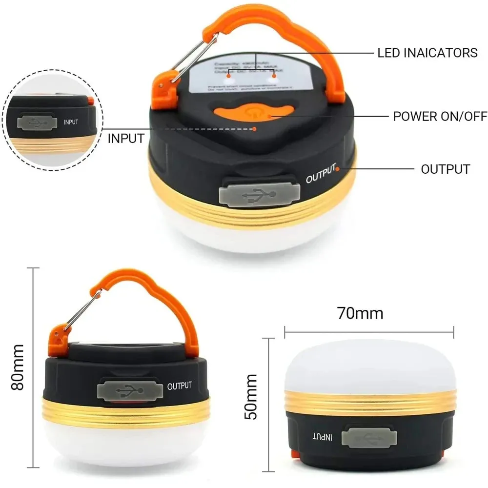10W LED Portable Camping Lantern 1800mAh Battery USB Rechargeable Tent Light Outdoor Hiking Hanging Lamp