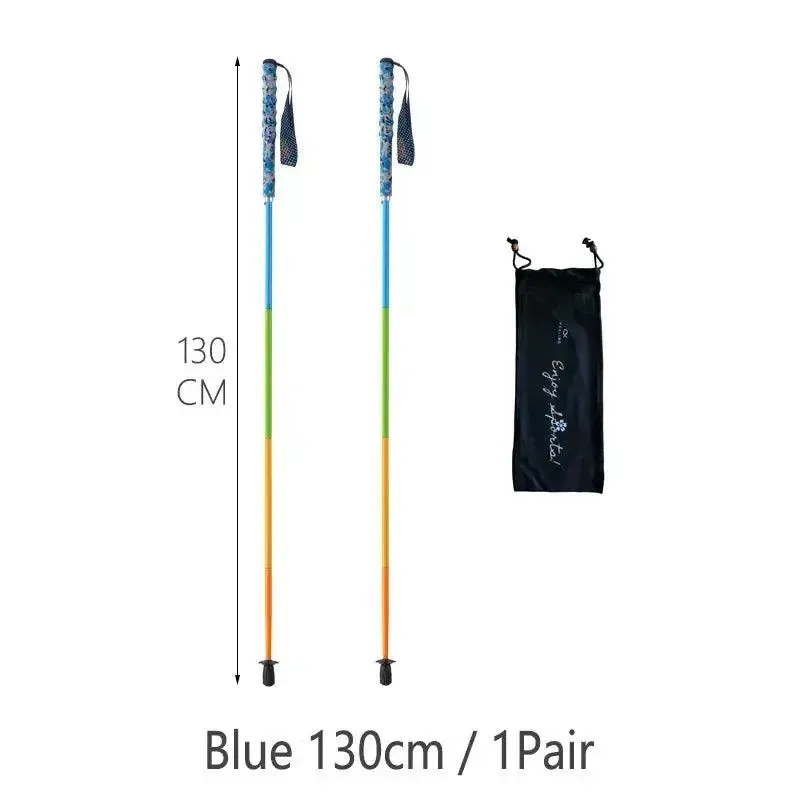110g Ultra Light Weight Trekking Poles Folding Hiking Sticks Portable Carbon Fiber Collapsible Nordic Walking Cane Sticks Bags