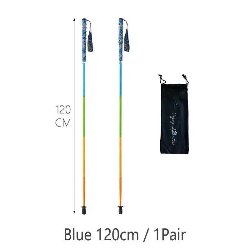 110g Ultra Light Weight Trekking Poles Folding Hiking Sticks Portable Carbon Fiber Collapsible Nordic Walking Cane Sticks Bags