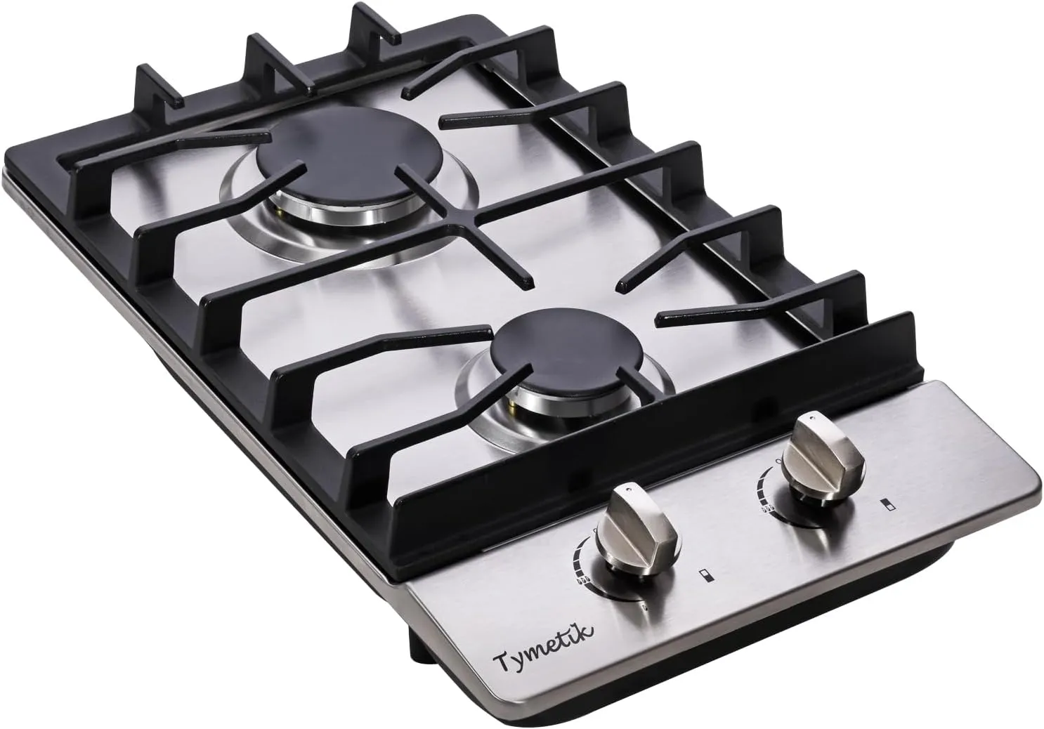 12 Inch Gas Cooktop, 2 Burners Gas Stovetop Built-in Stainless Steel Gas Stove Top Natural Gas/Propane Convertible Gas Cooker for Outdoor, Apartments, RVs
