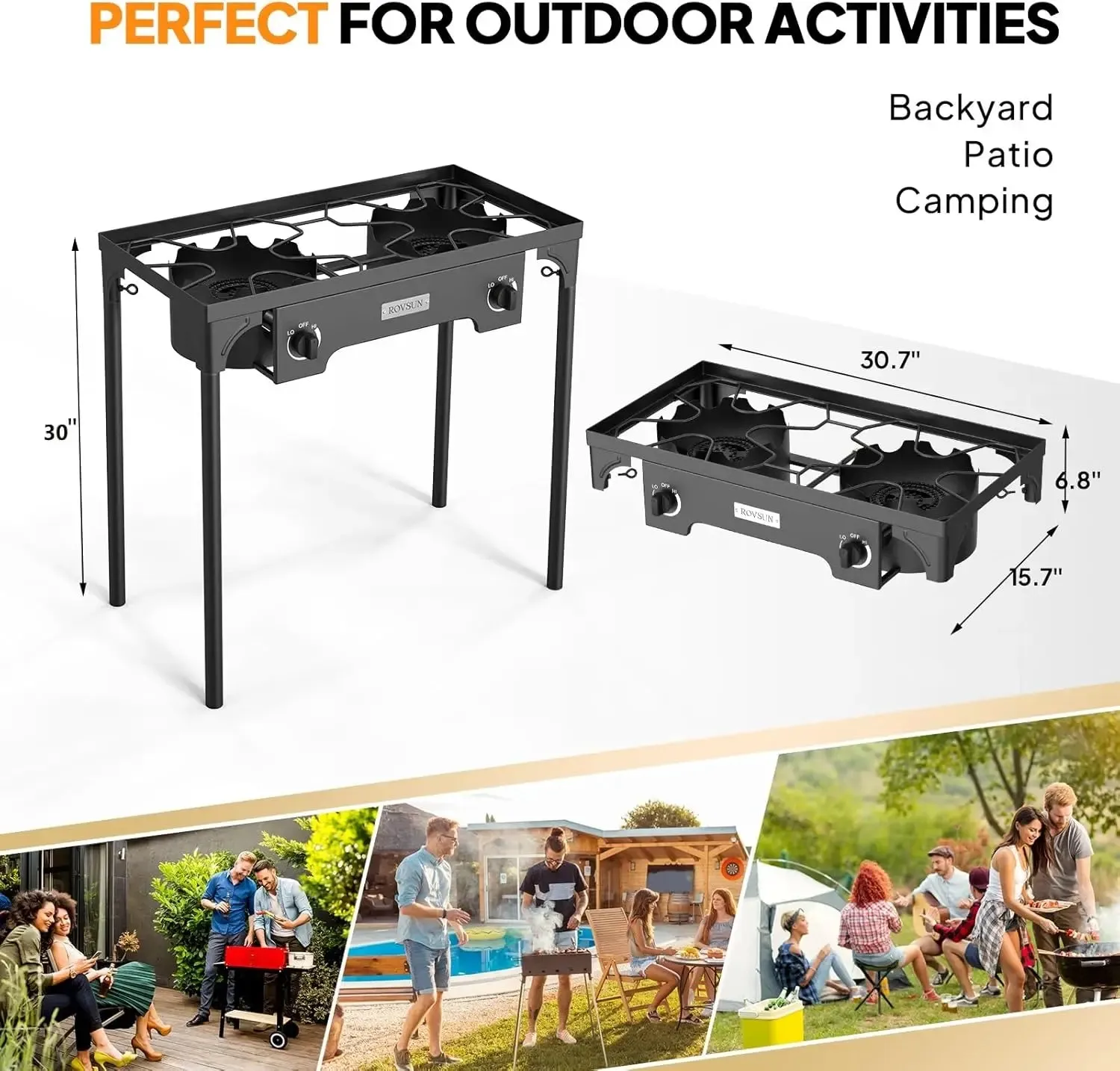 2 Burner Outdoor Propane Gas Stove 150,000 BTU High Pressure Stand Cooker for Backyard Cooking Camping Home Brewing Canning