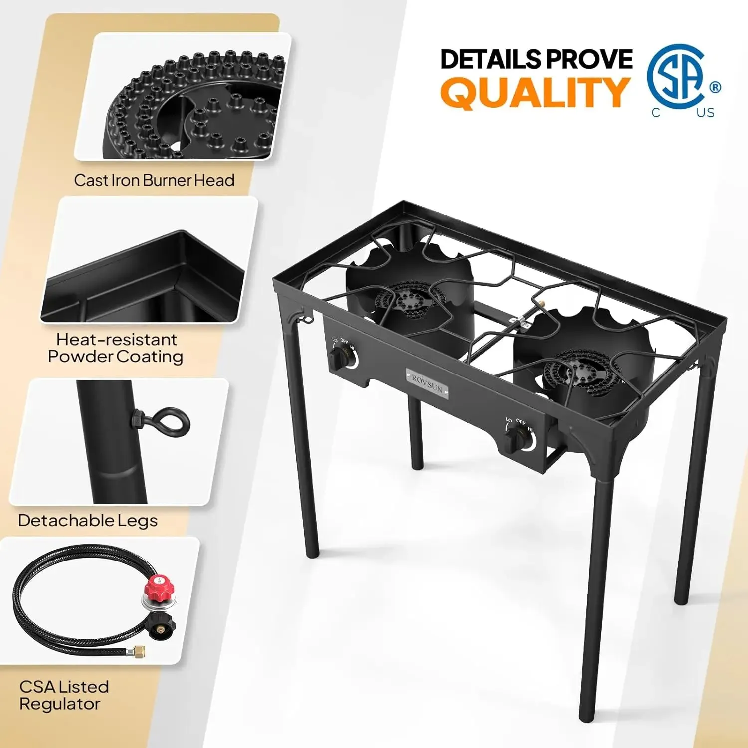 2 Burner Outdoor Propane Gas Stove 150,000 BTU High Pressure Stand Cooker for Backyard Cooking Camping Home Brewing Canning