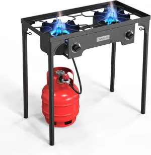 2 Burner Outdoor Propane Gas Stove 150,000 BTU High Pressure Stand Cooker for Backyard Cooking Camping Home Brewing Canning