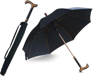 2-in-1 Walking Sticks Umbrella - Windbreak Ribs Walking Cane Umbrella Lightweight, Heavy-Duty Frame- Ideal Father's Gift for Climbing, Hiking, Hanging Out on Raining