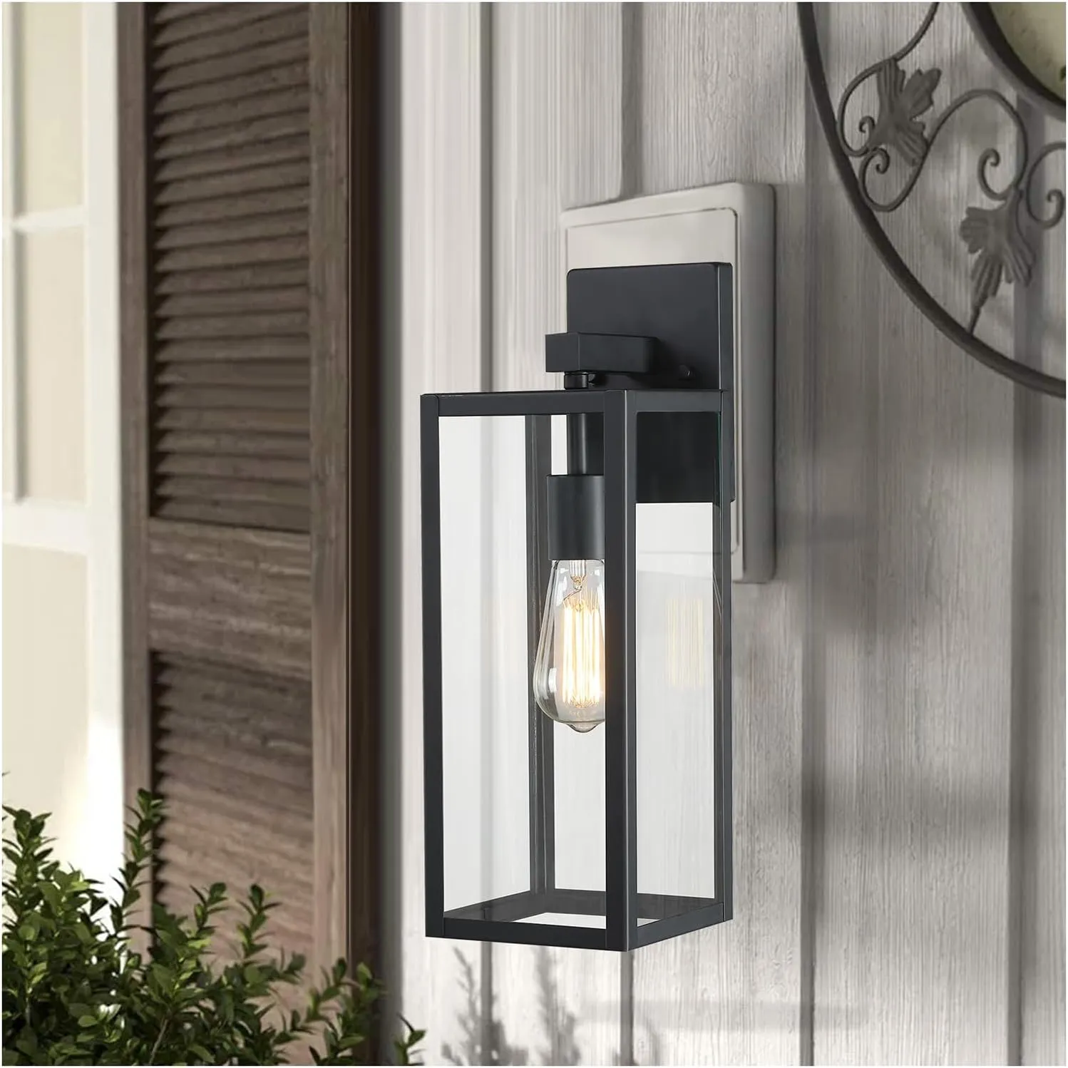 2 Pack Large Outdoor Sconce Lights,18 Inch Outdoor Wall Lantern Light,Exterior Sconce Metal and Glass Large Porch Light, Black Outdoor Lanterns for Front Porch Garage Balcony