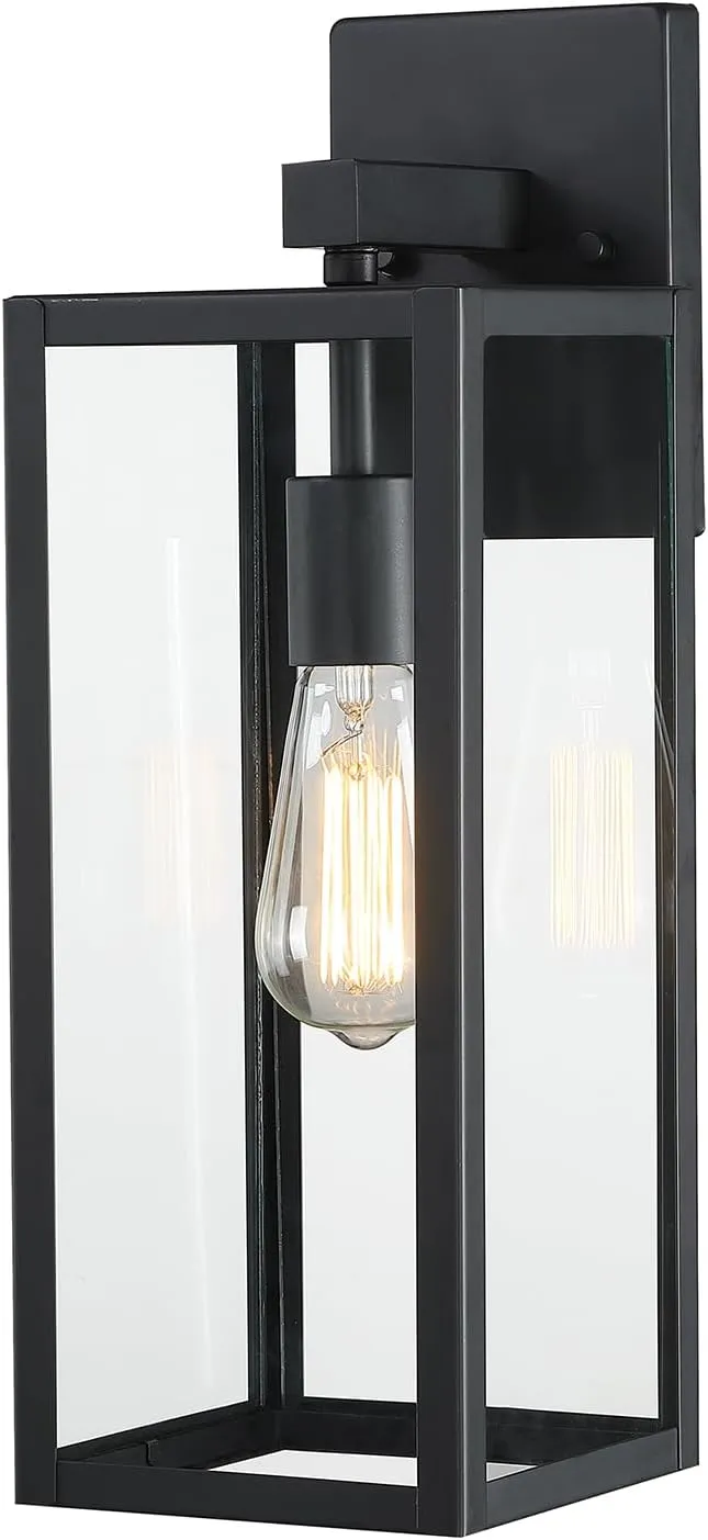 2 Pack Large Outdoor Sconce Lights,18 Inch Outdoor Wall Lantern Light,Exterior Sconce Metal and Glass Large Porch Light, Black Outdoor Lanterns for Front Porch Garage Balcony