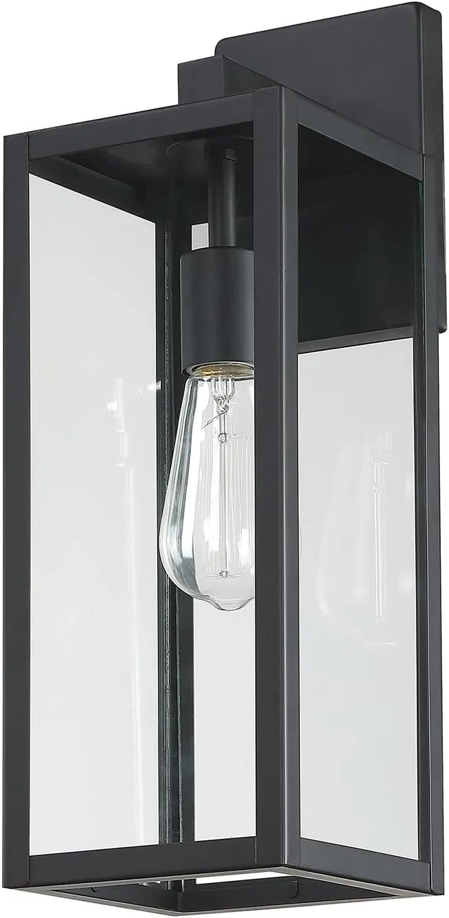 2 Pack Large Outdoor Sconce Lights,18 Inch Outdoor Wall Lantern Light,Exterior Sconce Metal and Glass Large Porch Light, Black Outdoor Lanterns for Front Porch Garage Balcony
