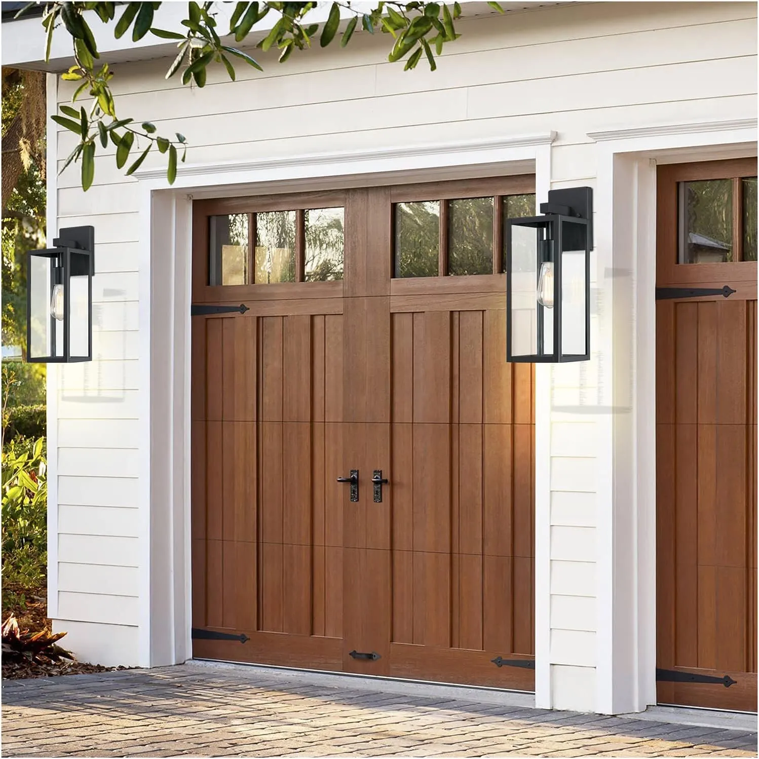 2 Pack Large Outdoor Sconce Lights,18 Inch Outdoor Wall Lantern Light,Exterior Sconce Metal and Glass Large Porch Light, Black Outdoor Lanterns for Front Porch Garage Balcony