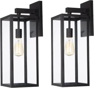 2 Pack Large Outdoor Sconce Lights,18 Inch Outdoor Wall Lantern Light,Exterior Sconce Metal and Glass Large Porch Light, Black Outdoor Lanterns for Front Porch Garage Balcony
