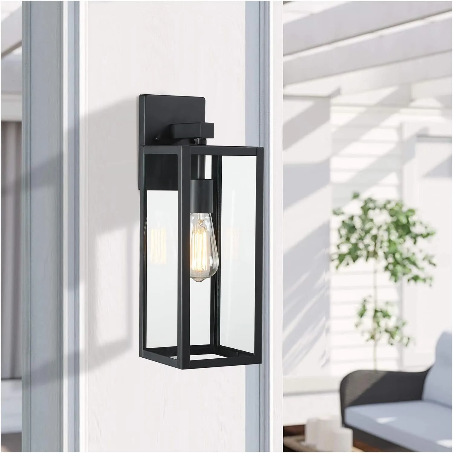 2 Pack Large Outdoor Sconce Lights,18 Inch Outdoor Wall Lantern Light,Exterior Sconce Metal and Glass Large Porch Light, Black Outdoor Lanterns for Front Porch Garage Balcony