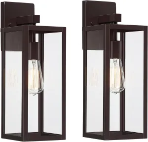 2 Pack Large Outdoor Sconce Lights,18 Inch Outdoor Wall Lantern Light,Exterior Sconce Metal and Glass Large Porch Light, Oil Rubbed Bronze Outdoor Lanterns for Front Porch Garage Balcony