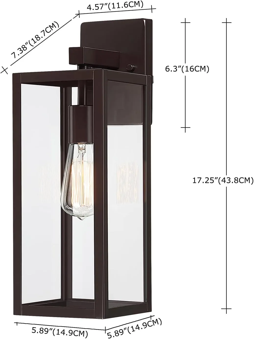 2 Pack Large Outdoor Sconce Lights,18 Inch Outdoor Wall Lantern Light,Exterior Sconce Metal and Glass Large Porch Light, Oil Rubbed Bronze Outdoor Lanterns for Front Porch Garage Balcony