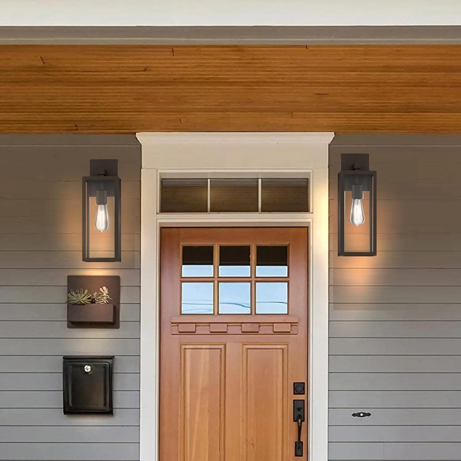 2 Pack Large Outdoor Sconce Lights,18 Inch Outdoor Wall Lantern Light,Exterior Sconce Metal and Glass Large Porch Light, Oil Rubbed Bronze Outdoor Lanterns for Front Porch Garage Balcony