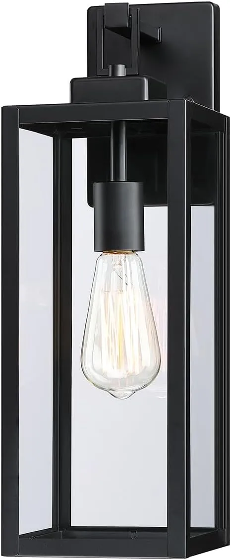 2 Pack Large Outdoor Wall Sconce, 18 Inch Black Wall Lantern Large Size Porch Light for House Outside Wall Light Fixture for Garage, Patio Light with with Glass Shade, E26 Socket