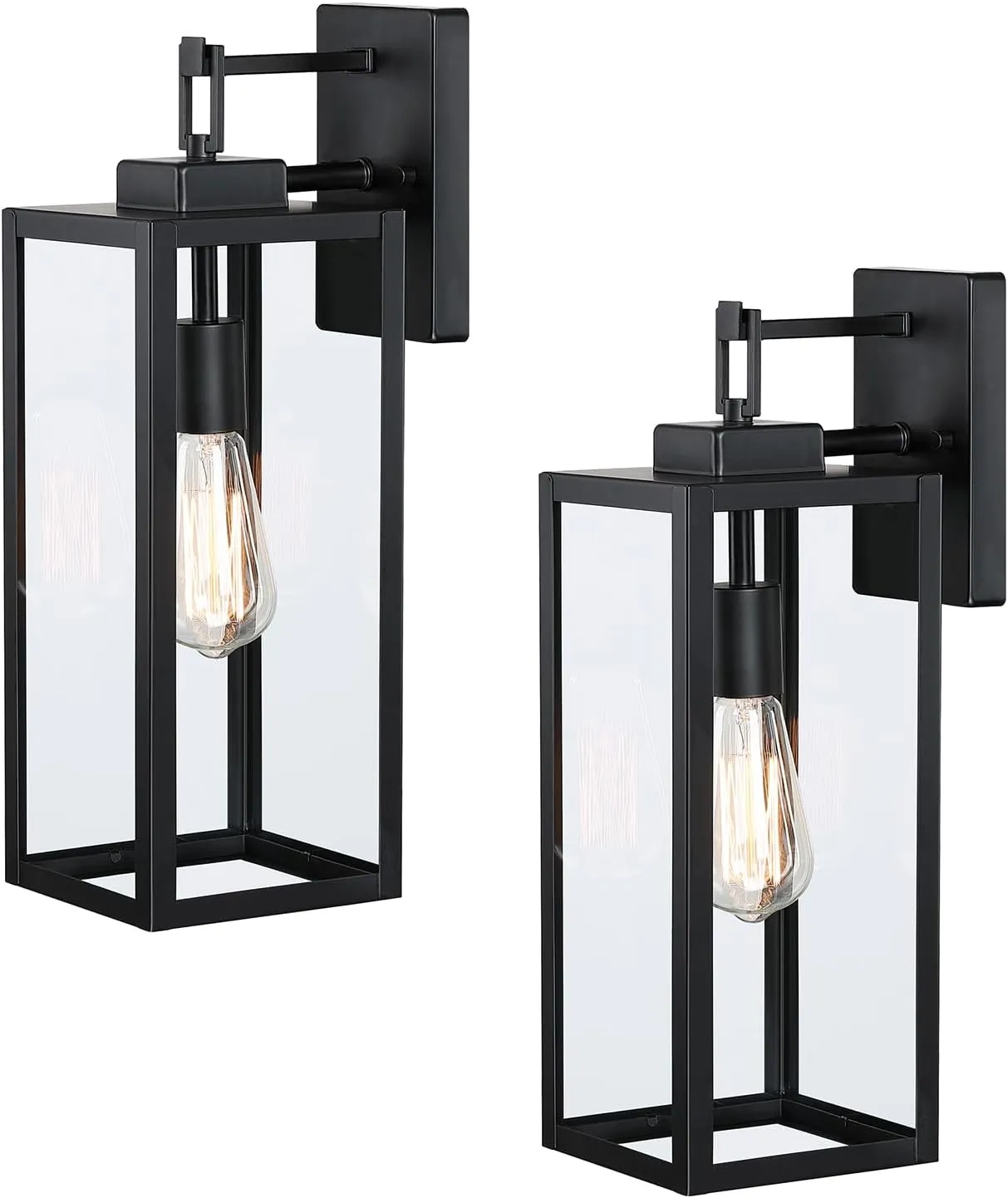 2 Pack Large Outdoor Wall Sconce, 18 Inch Black Wall Lantern Large Size Porch Light for House Outside Wall Light Fixture for Garage, Patio Light with with Glass Shade, E26 Socket