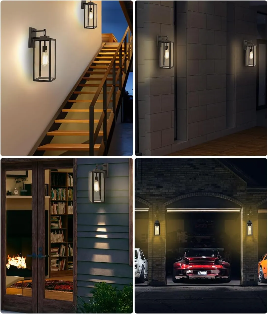 2 Pack Large Outdoor Wall Sconce, 18 Inch Black Wall Lantern Large Size Porch Light for House Outside Wall Light Fixture for Garage, Patio Light with with Glass Shade, E26 Socket