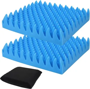 2 Pcs Egg Crate Foam Chair Cushion, Car Seat Cushion, Recliner Chair Pads with Black Cushion Cover, for Back, Hip, Sciatica, Coccyx, Tailbone Pain Relief (2)