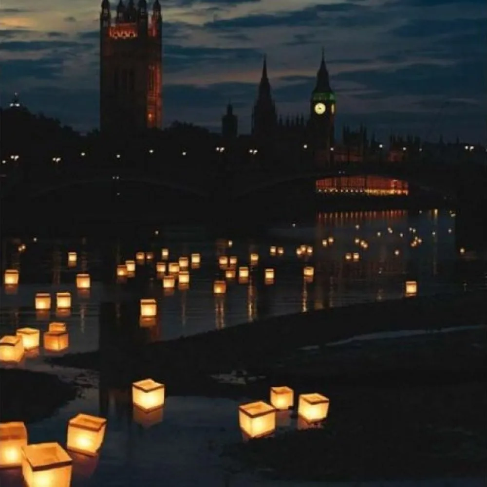 20 Pack Square Chinese Lanterns Wishing, Praying, Floating, River Paper Candle Light, Floating Lanterns for Lake or River, Floating Water Lanterns, Lanterns Floating 5.9"*5.9"*5.9"