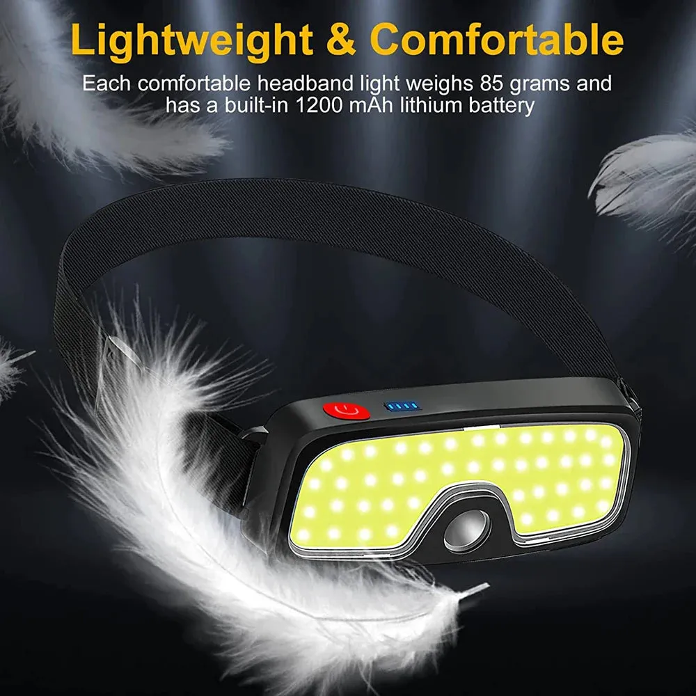 20000lm COB Large Angle Floodlight Full Viewing Angle Headlamp Rechargeable IPX4 Waterproof Outdoor Home Portable Headlamp