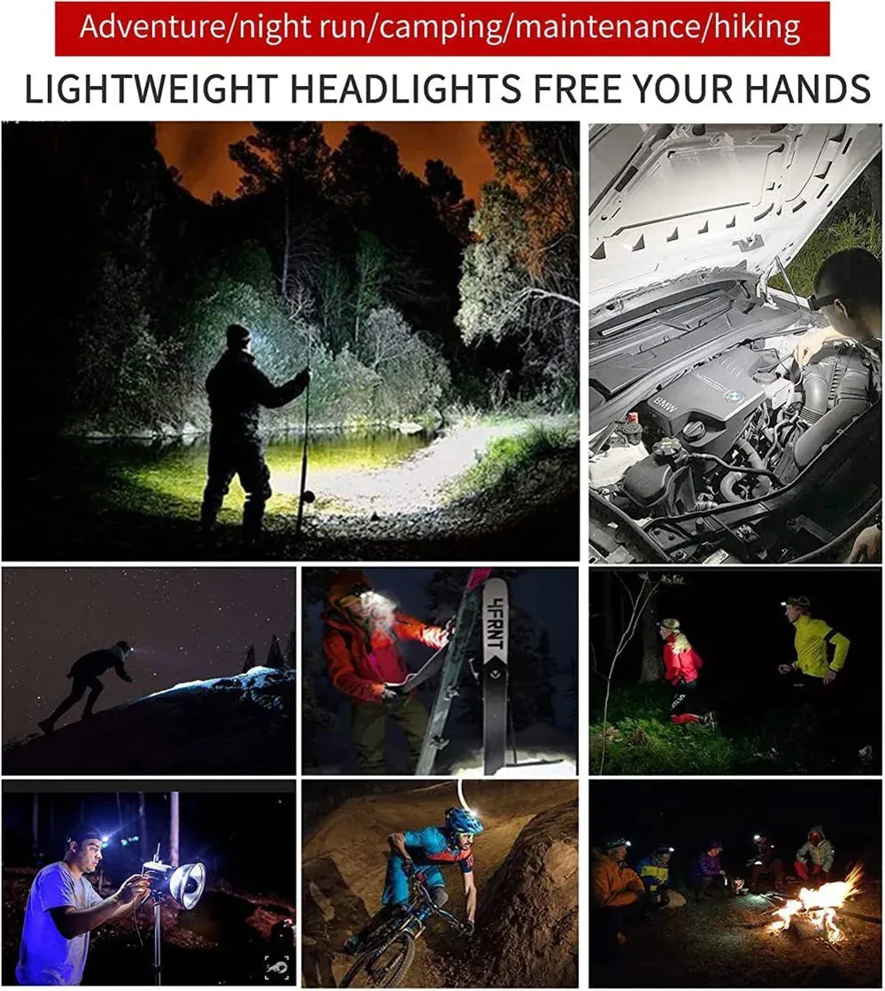 20000lm COB Large Angle Floodlight Full Viewing Angle Headlamp Rechargeable IPX4 Waterproof Outdoor Home Portable Headlamp