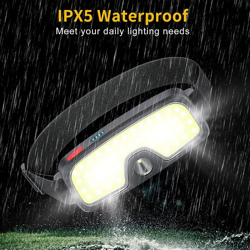 20000lm COB Large Angle Floodlight Full Viewing Angle Headlamp Rechargeable IPX4 Waterproof Outdoor Home Portable Headlamp