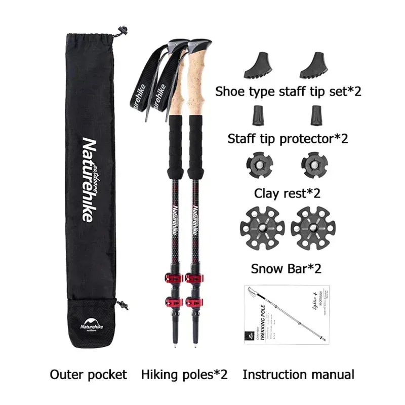 2024 Carbon Fiber Trekking Poles - Collapsible Telescopic Walking Sticks for Tourism and Hiking