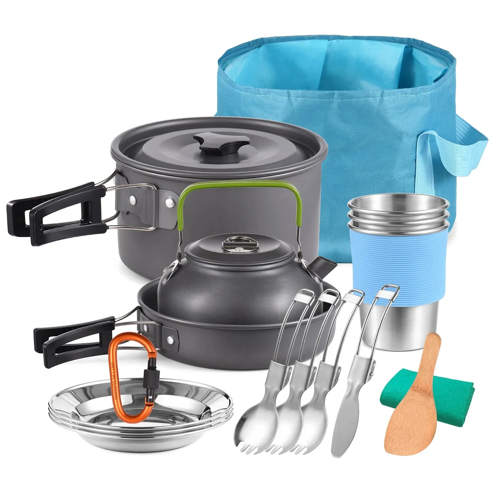 22-Piece Lightweight Camping Cookware Set for Outdoor Cooking