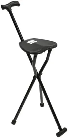 220Lbs Folding Walking Seat Stick Portable Travel Cane Hiking Chair Stool Tripod With Heavy Duty Adjustable Elders Multifunctional Crutch 2In1 Foldable For Camp Care Disabled Canes Adjustment Crutches