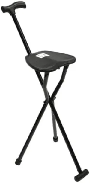 220Lbs Folding Walking Seat Stick Portable Travel Cane Hiking Chair Stool Tripod With Heavy Duty Adjustable Elders Multifunctional Crutch 2In1 Foldable For Camp Care Disabled Canes Adjustment Crutches