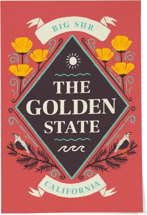 24x36 Inch Giclee Print, Big Sur, California, State Motto Crest, State Series