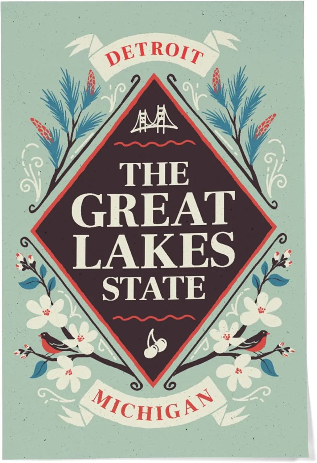 24x36 Inch Giclee Print, Detroit, Michigan, State Motto Crest, State Series