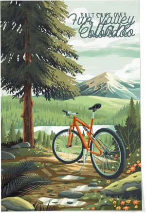 24x36 Inch Giclee Print, Fun Valley, Colorado, Off To Wander, Cycling with Mountains