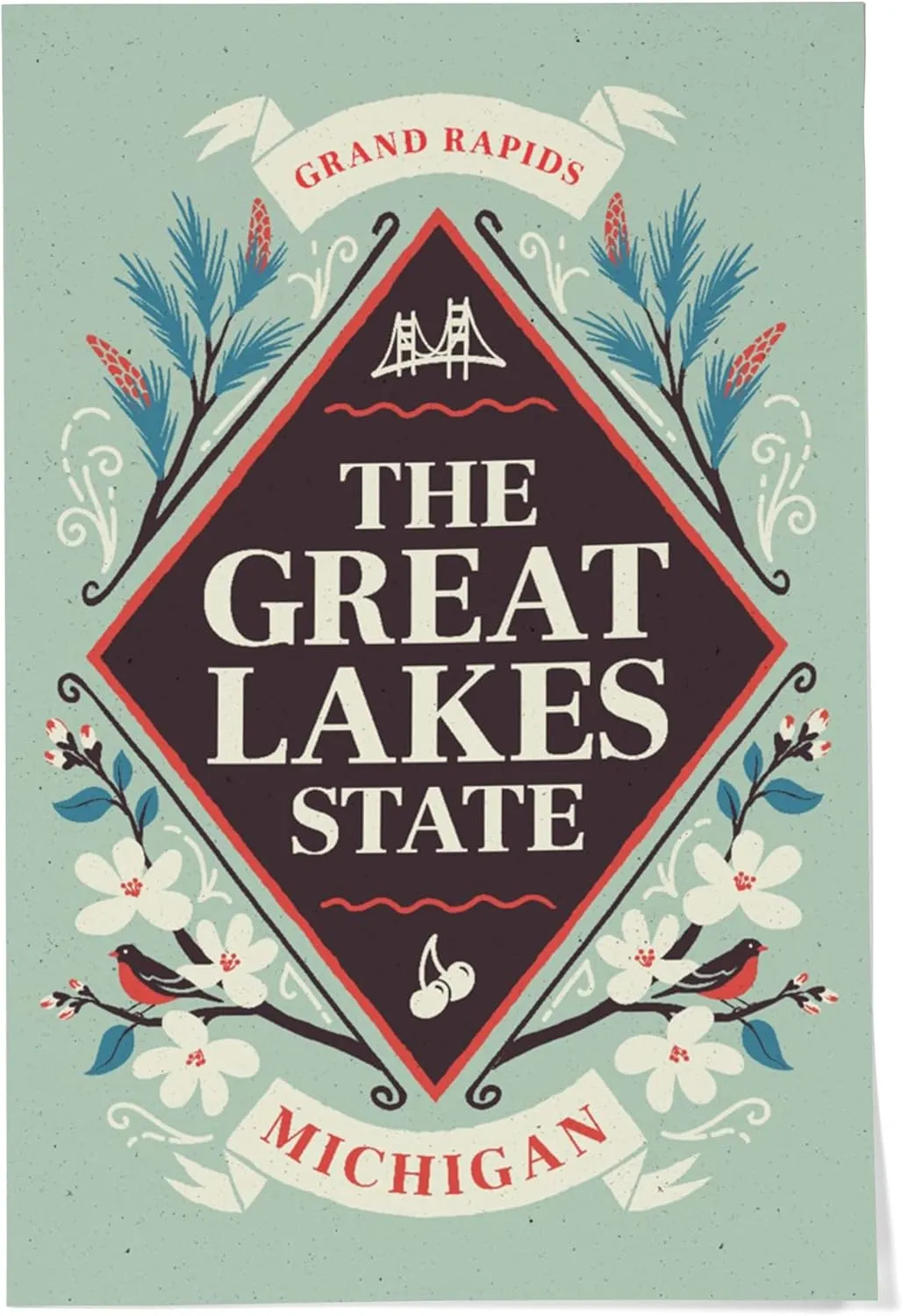24x36 Inch Giclee Print, Grand Rapids, Michigan, State Motto Crest, State Series