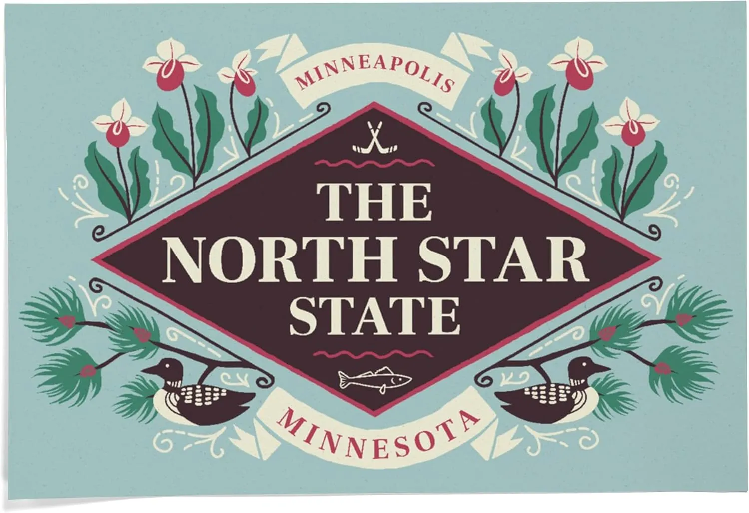 24x36 Inch Giclee Print, Minneapolis, Minnesota, State Motto Crest, State Series