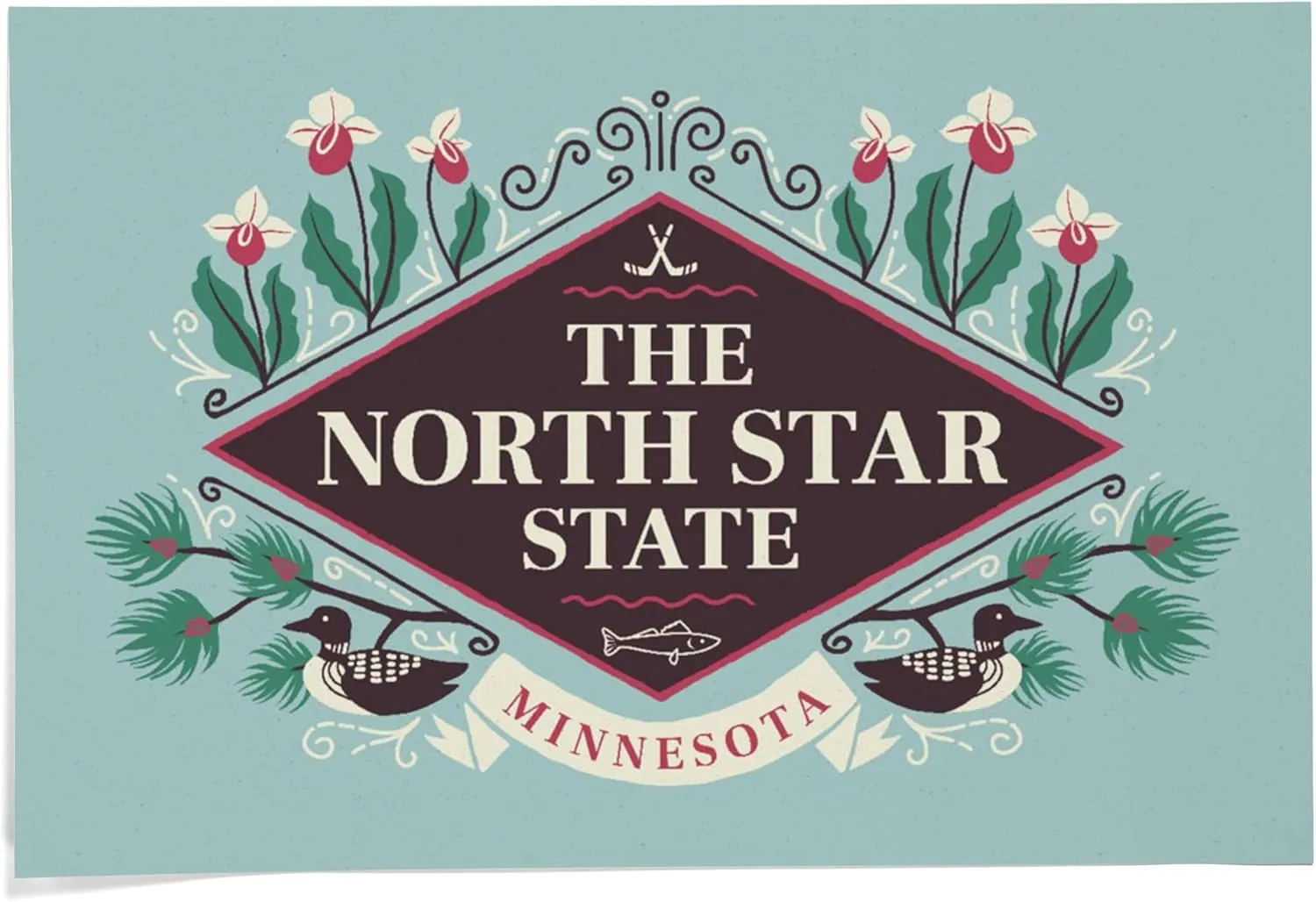 24x36 Inch Giclee Print, Minnesota, State Motto Crest, State Series,