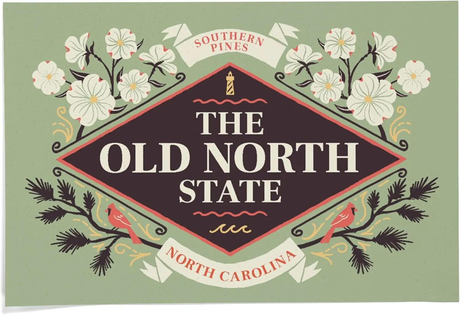 24x36 Inch Giclee Print, Southern Pines, North Carolina, State Motto Crest, State Series