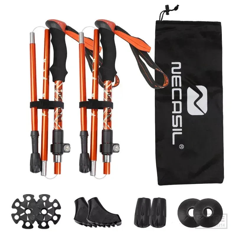 2pcs Folding Trekking Poles - Collapsible Hiking Sticks for Nordic Walking and Outdoor Activities
