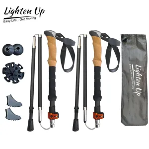 2Pcs Lightweight Carbon Fiber/Aluminum Alloy Trekking Poles: Collapsible Telescopic Walking Sticks for Hiking & Climbing