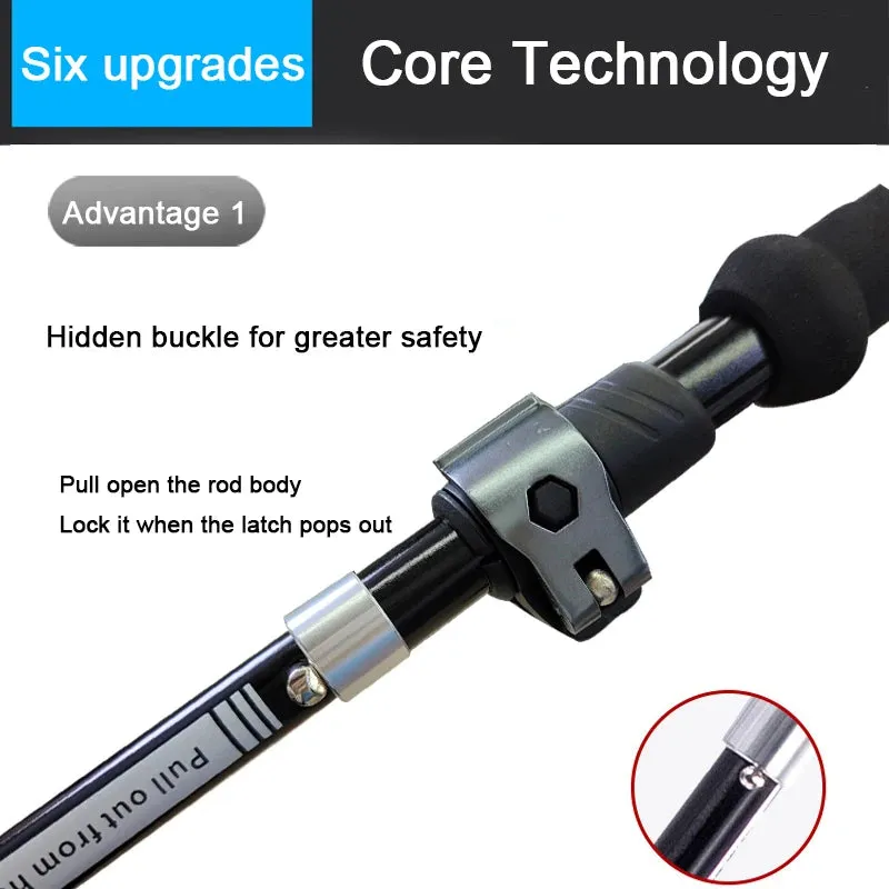 2Pcs Lightweight Carbon Fiber/Aluminum Alloy Trekking Poles: Collapsible Telescopic Walking Sticks for Hiking & Climbing