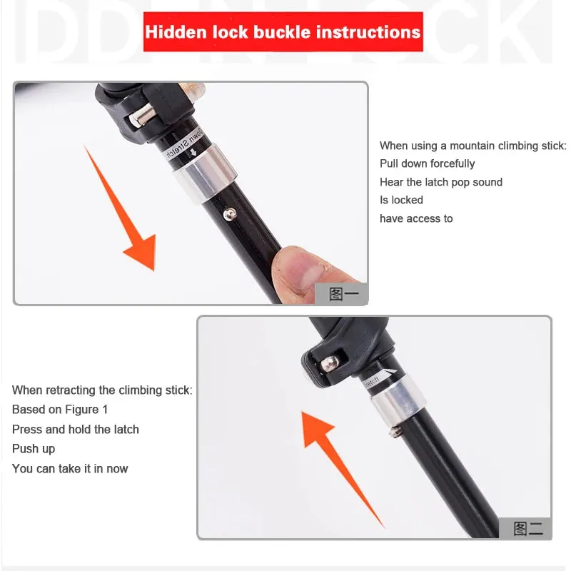 2Pcs Lightweight Carbon Fiber/Aluminum Alloy Trekking Poles: Collapsible Telescopic Walking Sticks for Hiking & Climbing