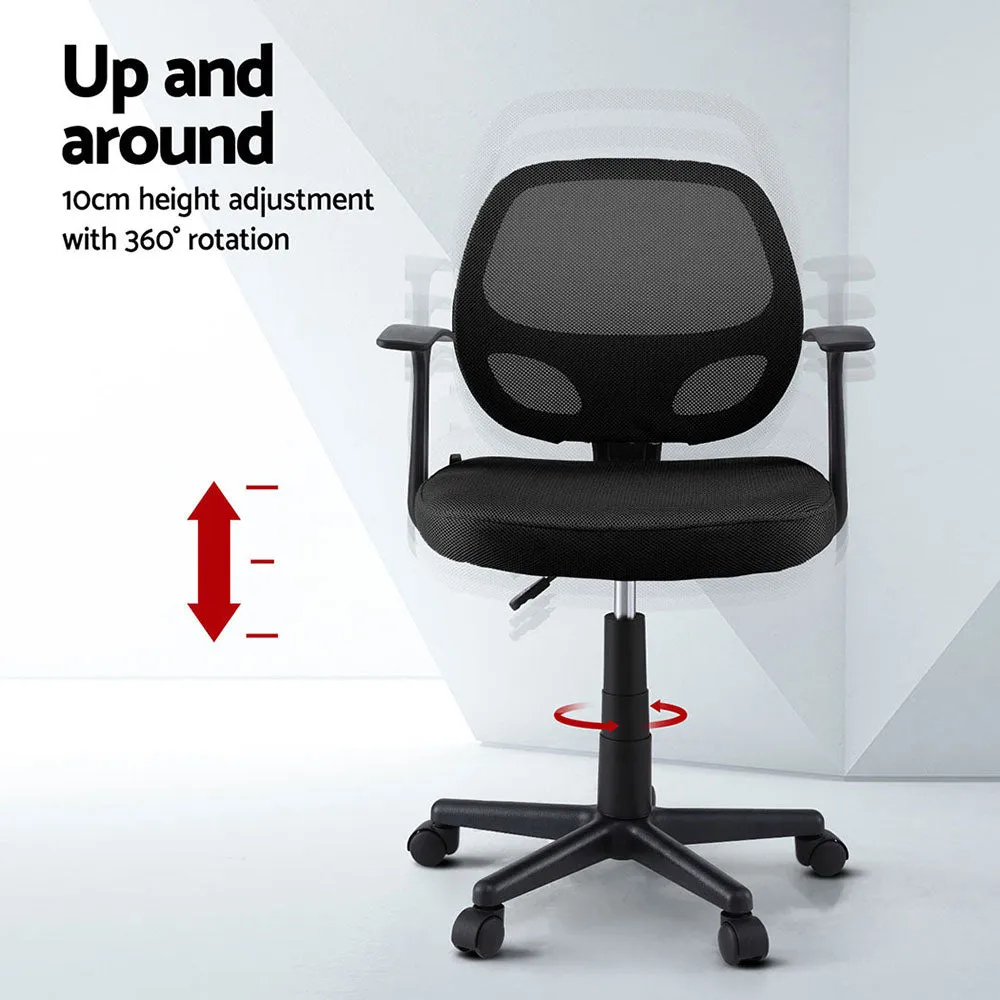 2x Mesh Office Chair Computer Gaming Desk Chairs Work Study Mid Back Black