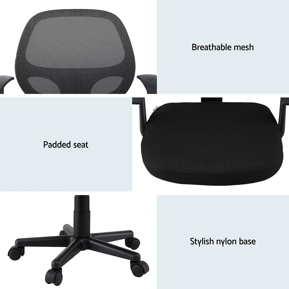 2x Mesh Office Chair Computer Gaming Desk Chairs Work Study Mid Back Black