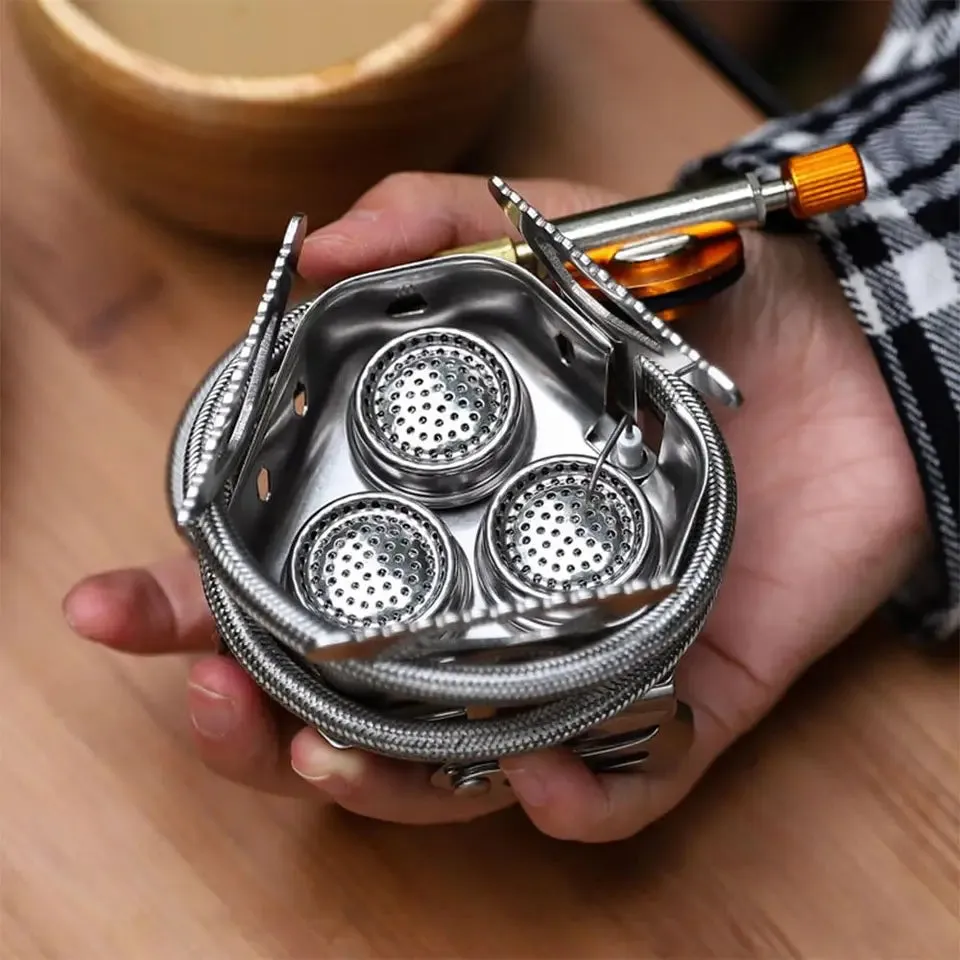 3-Core Burner Camping StoveFolding Windscreen Fuel Canister Adapter and Storage Case Portable Collapsible Camp Stove Set