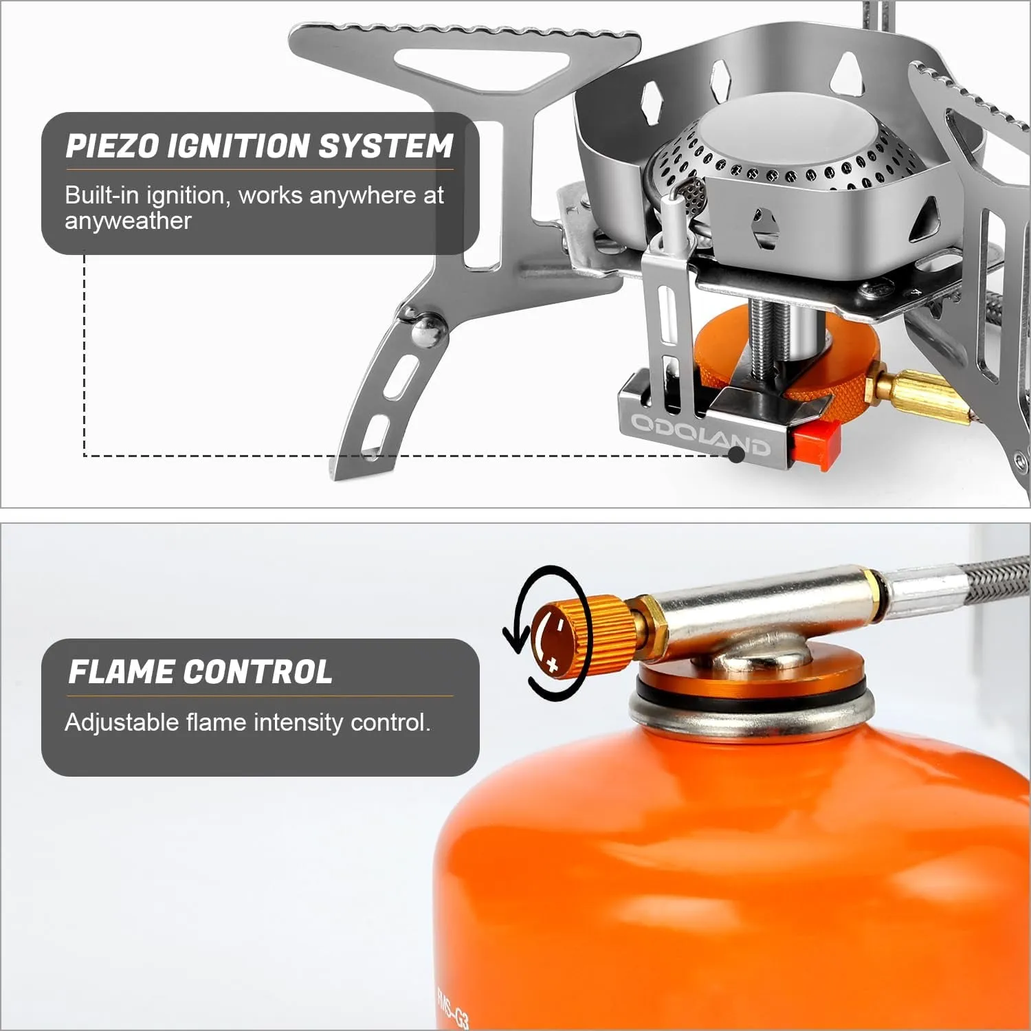 3500W Windproof Camping Gas Stove Portable Collapsible Outdoor Camping Stove with Piezo Ignition Backpacking Stove for Outdoor Cooking Hiking Picnic and Camping Grey