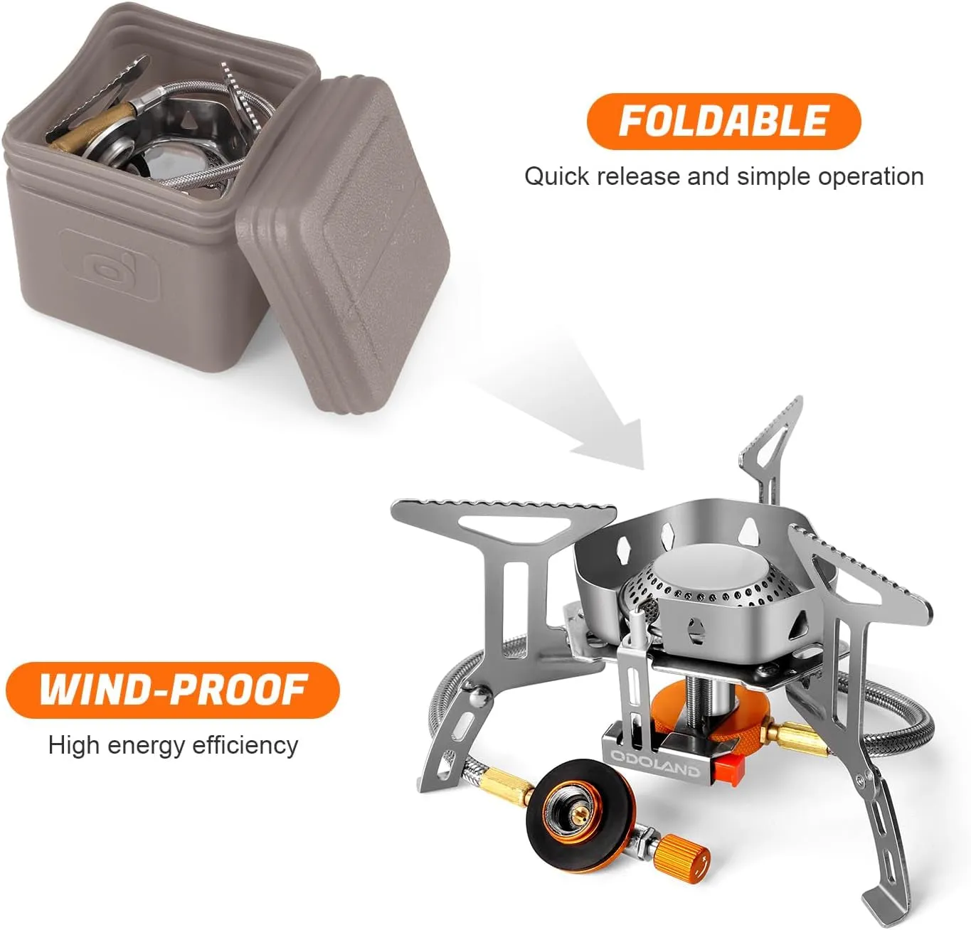 3500W Windproof Camping Gas Stove Portable Collapsible Outdoor Camping Stove with Piezo Ignition Backpacking Stove for Outdoor Cooking Hiking Picnic and Camping Grey