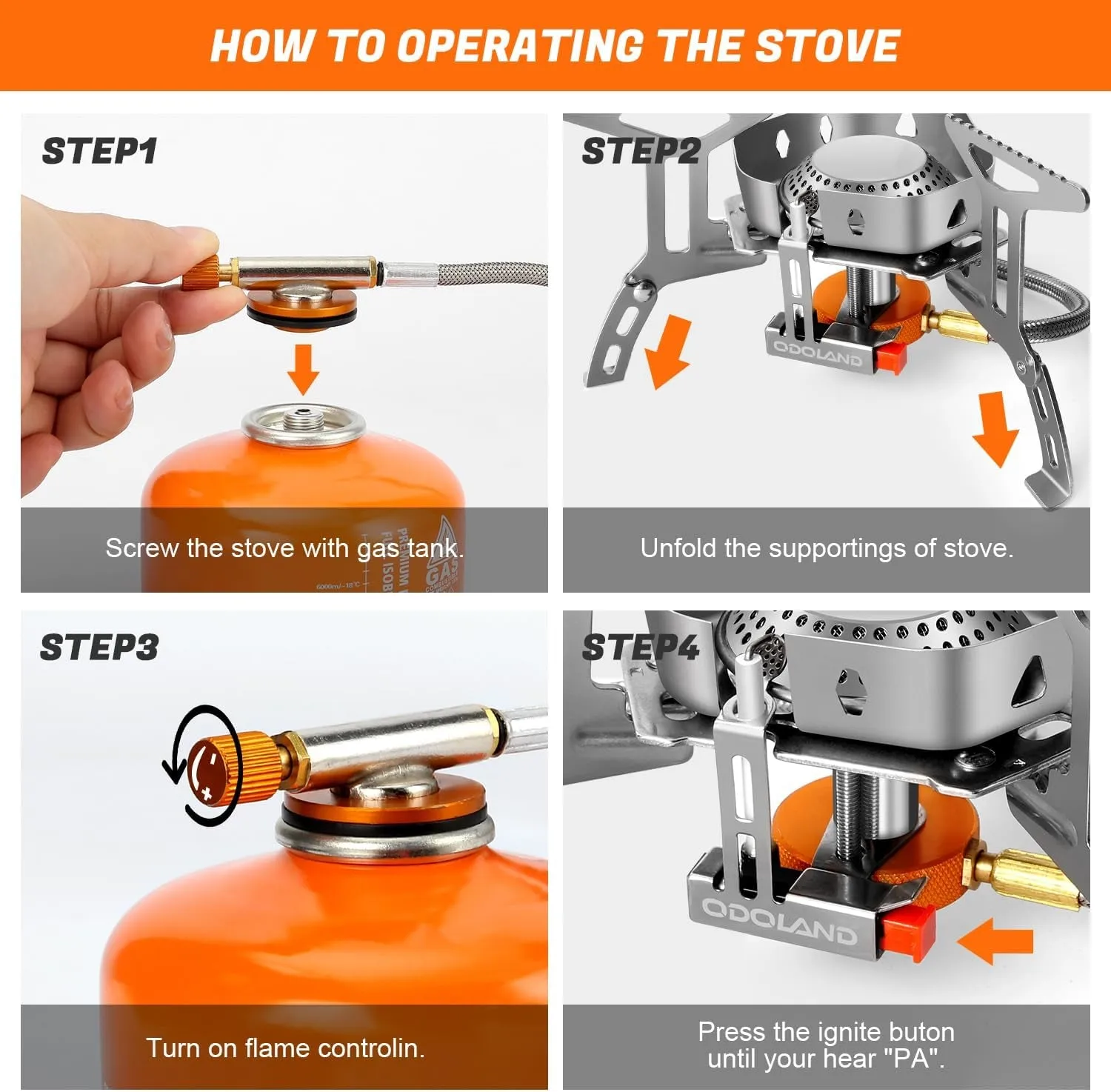 3500W Windproof Camping Gas Stove Portable Collapsible Outdoor Camping Stove with Piezo Ignition Backpacking Stove for Outdoor Cooking Hiking Picnic and Camping Grey