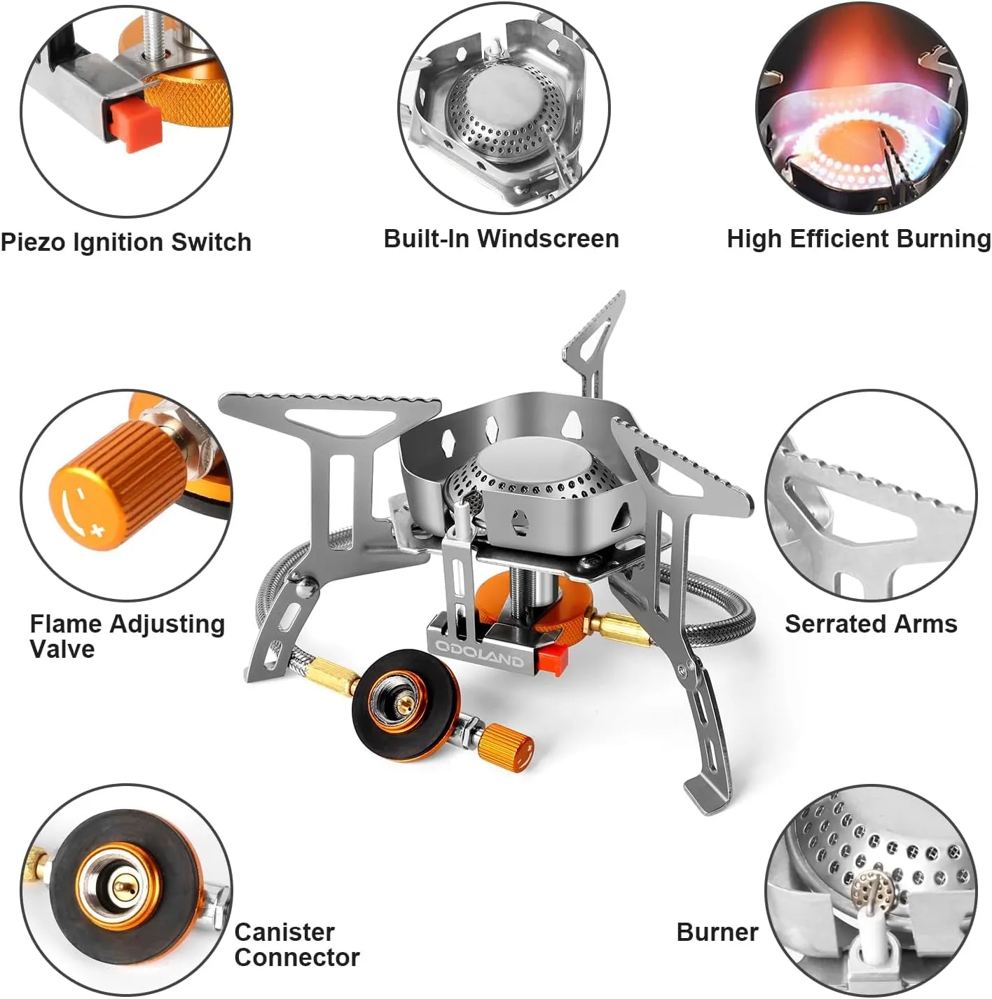 3500W Windproof Camping Gas Stove Portable Collapsible Outdoor Camping Stove with Piezo Ignition Backpacking Stove for Outdoor Cooking Hiking Picnic and Camping Grey