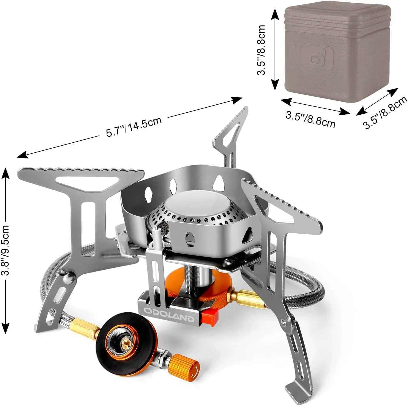 3500W Windproof Camping Gas Stove Portable Collapsible Outdoor Camping Stove with Piezo Ignition Backpacking Stove for Outdoor Cooking Hiking Picnic and Camping Grey
