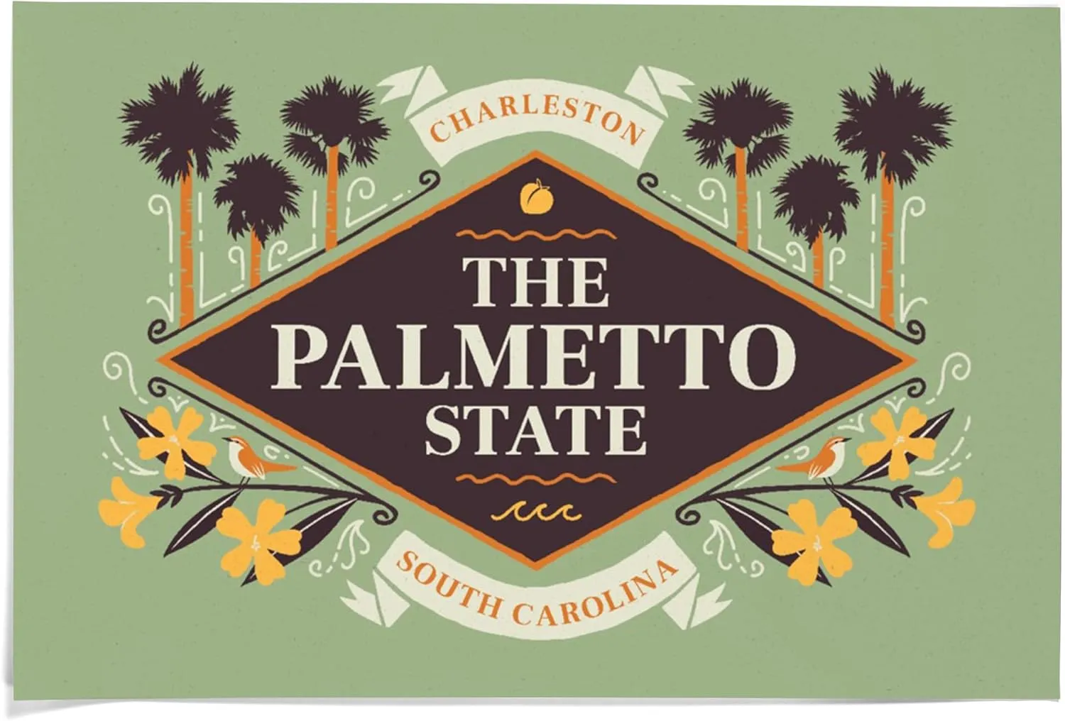 36x54 Inch Giclee Print, Charleston, South Carolina, State Motto Crest, State Series,