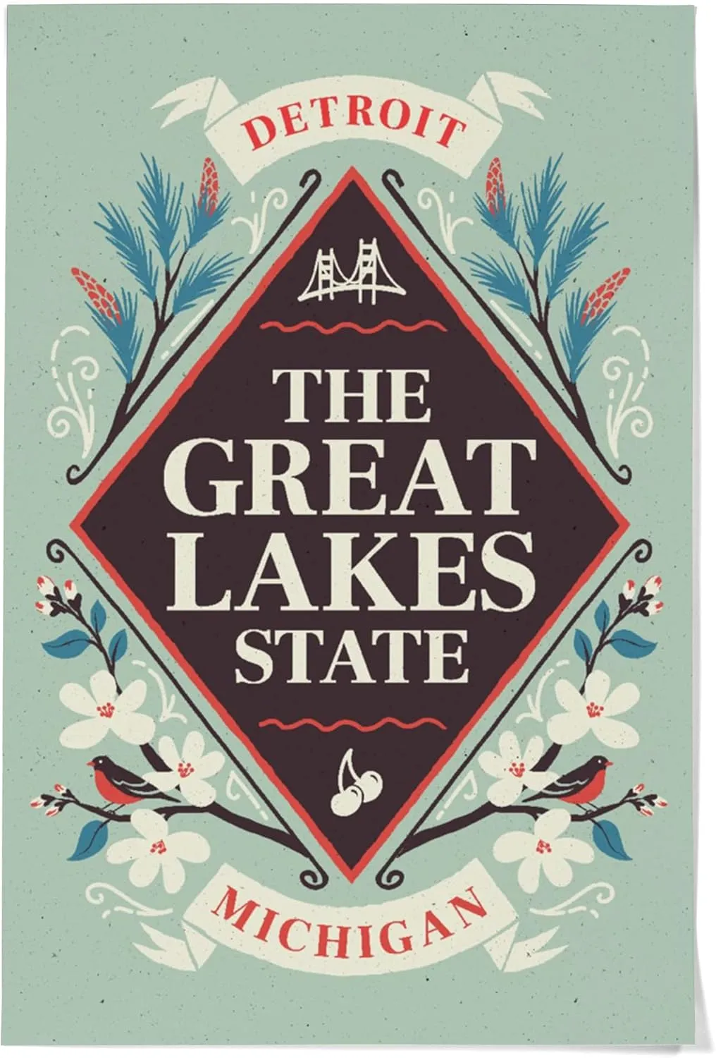 36x54 Inch Giclee Print, Detroit, Michigan, State Motto Crest, State Series